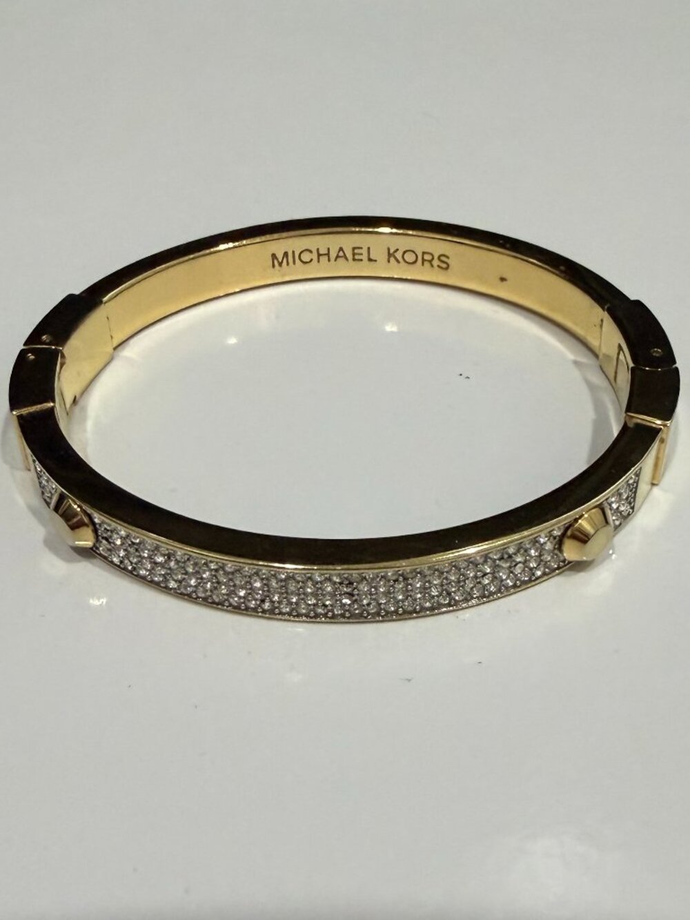Michael Kors Gold-Tone Crystal Pavé Astor Stud Bangle Bracelet